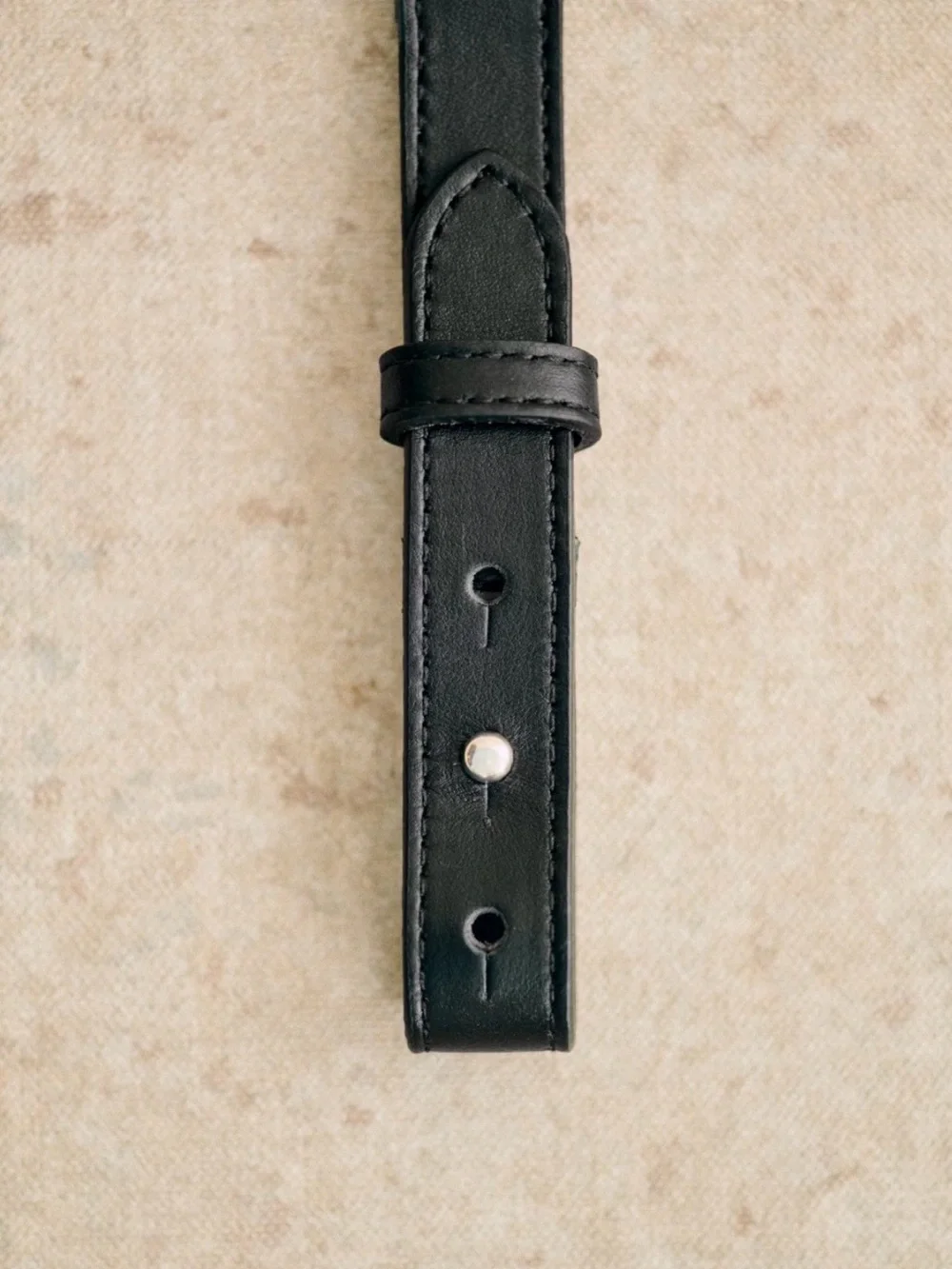Sezane Capucine Belt - Black Leather and gold chain